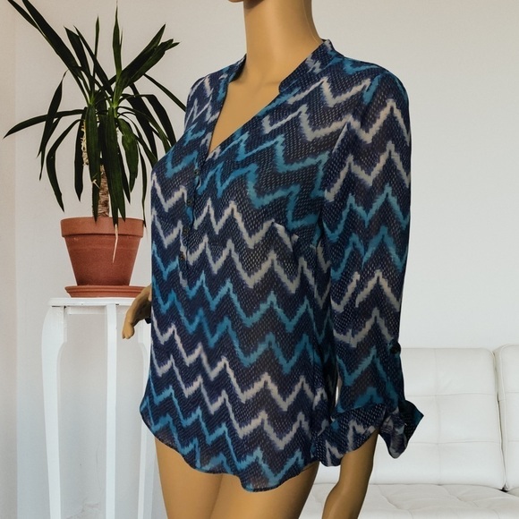 A.N.A A New Approach Women's Multicolor Long Sleeve Button Up Blouse Top Size S - Picture 2 of 12